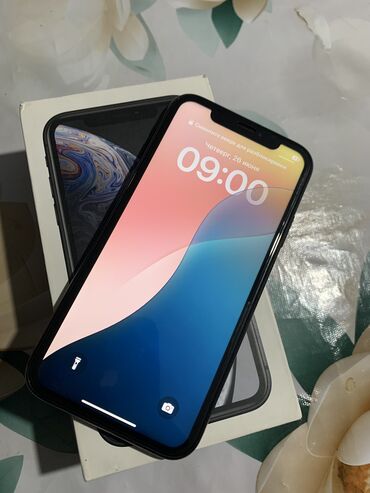 талас телевизор: IPhone Xr, Колдонулган, 64 ГБ, Кара, Коргоочу айнек, Каптама, Куту, 74 %