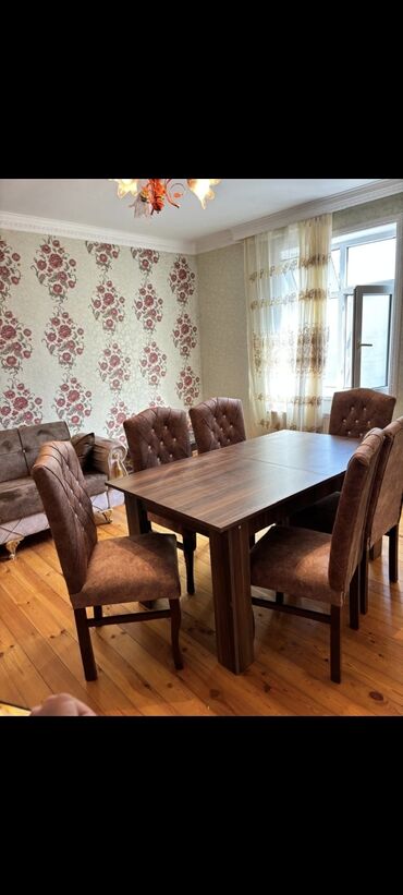 Masa və oturacaq dəstləri: Qonaq otağı üçün, Yeni, Açılmayan, Dördbucaq masa, 6 stul — 4