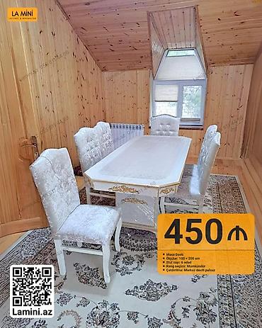 Ev və bağ: Masa dəsti – klassik dizayn - Ölçülər: 100 × 200 sm masa - Stul sayı — 1