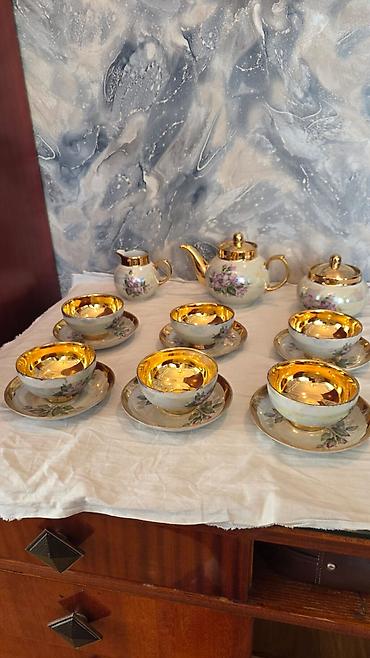 sud separatoru: Çay dəsti, rəng - Qızılı, Farfor — 4