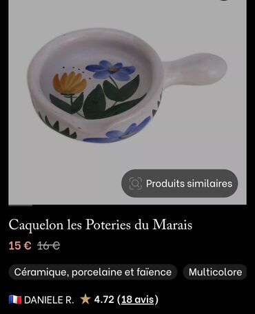 Tiganji: Grncarska nova francuska posuda,rucno oslikana pa glazirana 80te — 2