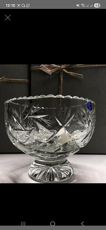 zangan glass: Xrustal konfet murebbe sirniyyat qabi . Kənaqədi (kristal) ayaqlı qab — 6