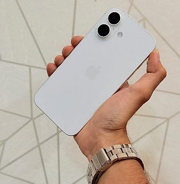 IPhone 16, 128 GB, Ağ, Zəmanət, Simsiz şarj, Face ID