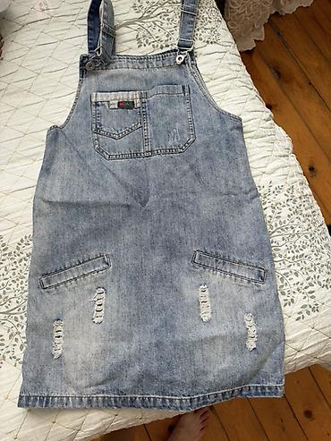 podium don: Cins kombinezon don - Material: Açıq mavi, solğun effektili denim - — 1