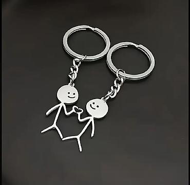 Bijuteriya: Cütlük üçün metal açarlıq dəsti - Dizayn: Minimalist “stickman” — 1