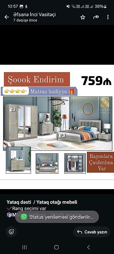 dest mebel: *Yataq dəsti / Yataq otağı mebeli* ✔️Rəng seçimi var *🎁Matras — 2