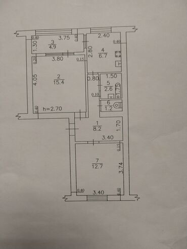 masallı ev: Баку, 2 комнаты, Вторичка, 50 м²