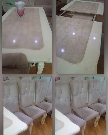 hamam desti: Qonaq otağı üçün, İşlənmiş, Açılan, 6 stul