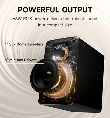 Dinamiklər və kolonkalar: 🎵 M60 Compact Desktop 2.0 Dinamikləri Həm simli, həm də simsiz — 6
