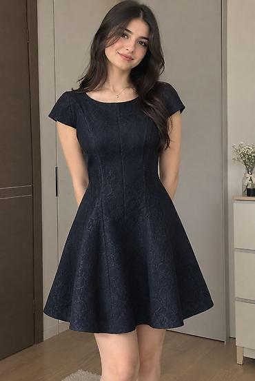 baxım dəsti: Qara krujeva naxışlı qısa don - Rəng: klassik qara - Model: A-kesim — 1