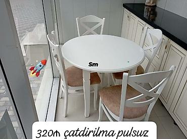 stul uzu: Mətbəx üçün, Yeni, Açılmayan, Yumru masa, 4 stul — 1