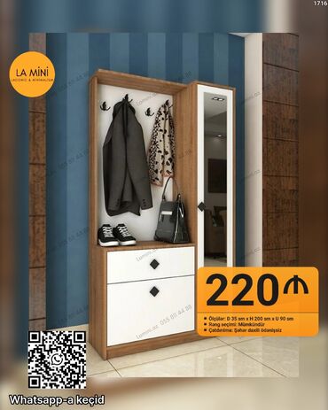 qapi pencereler: Açılan, 1 qapı Düz dolab, Dəhliz dolabı