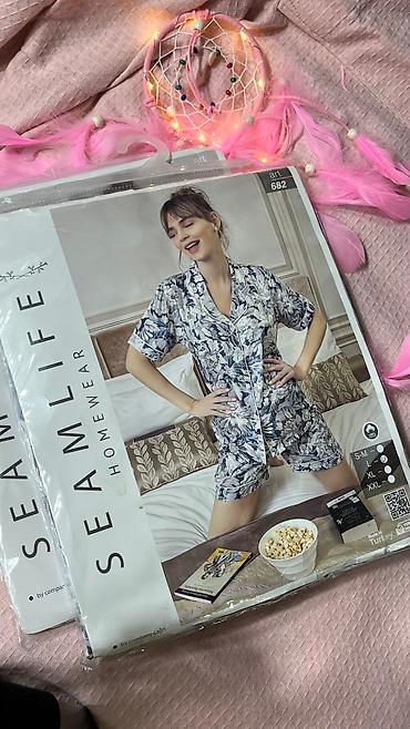 Пижамы: Пижама, Хлопок, Турция, Леопардовый принт, Для невесты, В полоску, 2XS, XS, M — 2