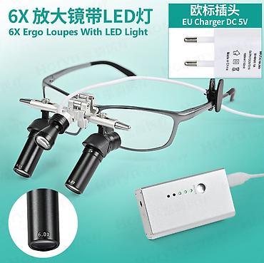 бин: Очковые бинокулярные лупы с LED‑подсветкой (Ergo Loupes 48°) — 1