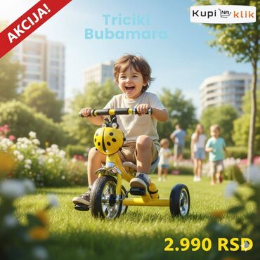 Igračke: Dečiji tricikl sa motivom bubamare, dostupan u više boja, uključujući — 3
