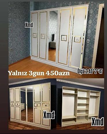 divar skaflari: Məhsul: Geniş qapılı paltar dolabı Təsvir: - Klassik dizaynlı, krem — 1