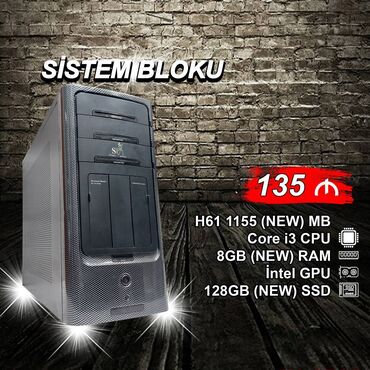 Prosessorlar: Sistem Bloku "Qori DDR3 H61 1155 Core i3 2130” ⭐Tək Sistem Bloku – 135