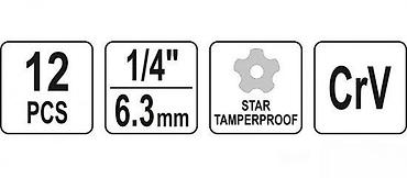 Setovi ručnog alata: YATO YT-12007 – set sigurnosnih Torx nastavaka (Star Tamperproof) — 2