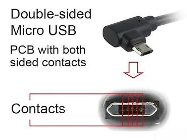 Kablovi za telefone: Obostrani Micro USB kabl sa L-uglom - Konektor: Micro USB sa — 1