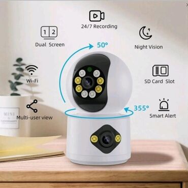 Видеонаблюдение: Видеокамера наблюдения поворотная, 2 камеры в одной. Звук, запись на — 3