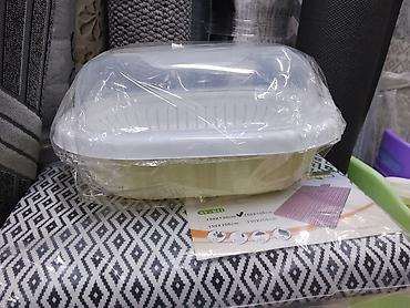 дуршлак: Пластиковая ёмкость с крышкой и внутренним дуршлагом (овальная) - — 1