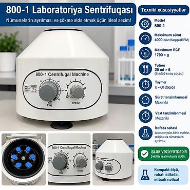 800-1 Laboratoriya Sentrifuqası Texniki xüsusiyyətlər: - Model: 800-1
