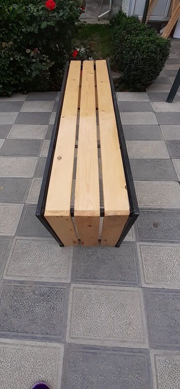 Skameykalar, lavoçkalar: Metall karkaslı skamya - Dizayn: Düz xəttli, arxalıqsız, 4 taxtalı — 23