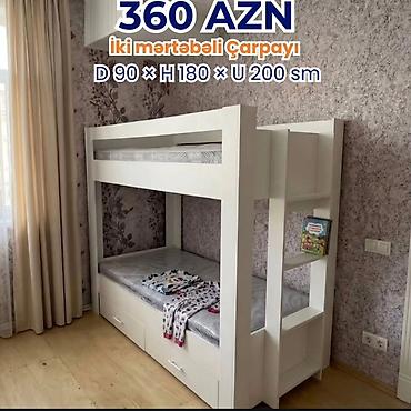 taxt ikineferlik: İki mərtəbəli çarpayı Ölçülər: D 90 × H 180 × U 200 sm Qiymət: 360 — 1