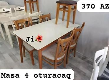 masa ve oturacag: Mətbəx/qonaq otağı üçün masa və 4 ədəd stul dəsti - Dəst: 1 masa + 4 — 2