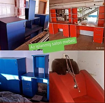 işlənmiş ofis stolu: Gözəllik salonu üçün mebel dəsti - Stil: parlaq qırmızı və mavi rəng — 1