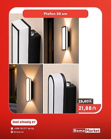 divar işığı: Plafon 30 sm – müasir divar lampası - Dizayn: Düzbucaqlı/oval — 1