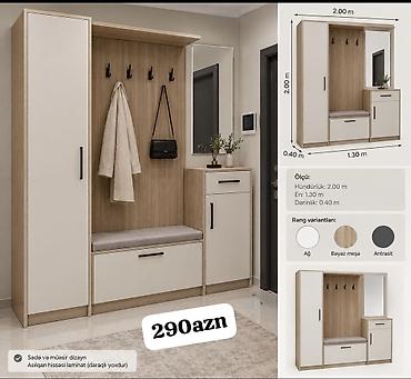 Dəhliz üçün çoxfunksiyalı dolab-komplekt Ölçülər: - Hündürlük: 2.00 m