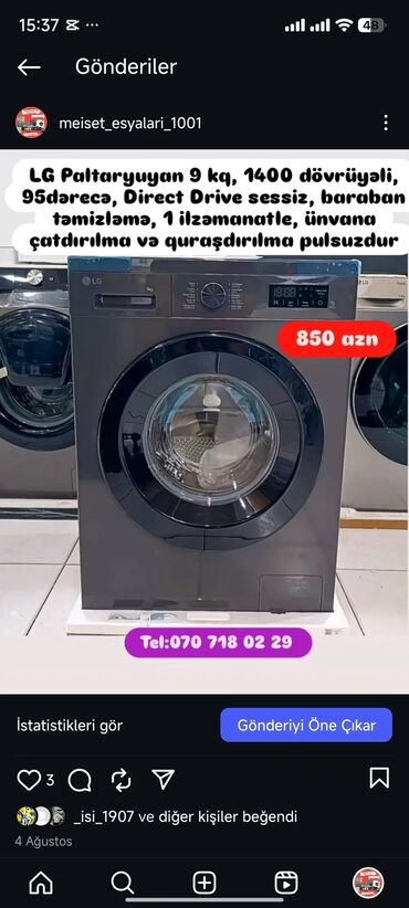 Paltaryuyan maşınlar: Paltaryuyan Anbardan satiş.Qimətlər aşagida qeyd olunub.Ünvana — 25