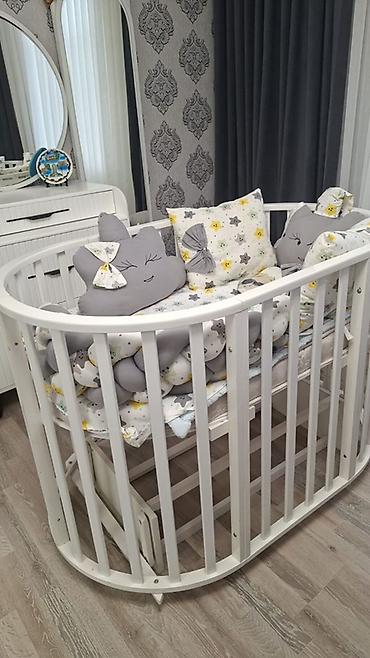 chicco beşik: Oval formalı beşik seti - Material: ağ rəngli taxta karkas — 2
