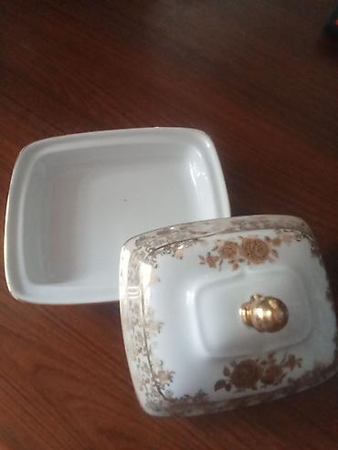 briket: Porselen kərə yağı qabı – qapaqlı - Material: yüksək keyfiyyətli ağ — 2