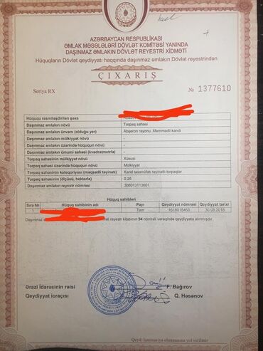kristal abşeron sumqayıt: 25 соток, Собственник, Купчая