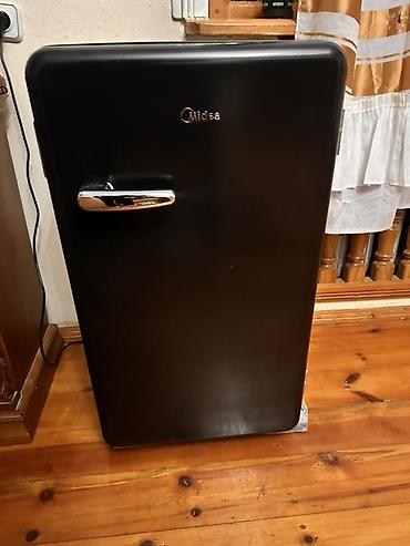 soyuduculari: Midea retro tərzli soyuducu - Rəng: mat qara, xrom tutacaqla - — 2