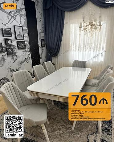 Masa Dəsti – Kod: 3204 - Masa ölçüləri: açıq 90×200 sm, bağlı 90×160
