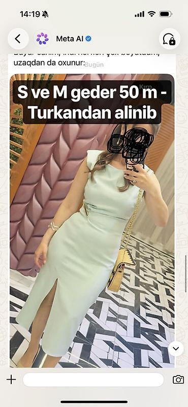 Zərif açıq yaşıl rəngdə midi don - Model: bel hissəsində büzgü və — 1