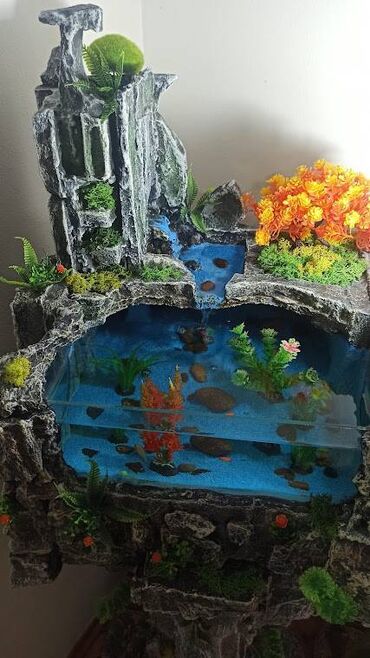 Akvariumi: Dekorativna fontana–akvarijum na postolju, unikatni ručni rad u stilu — 8