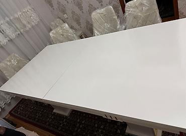 şüşə alışı: Qonaq otağı üçün, İşlənmiş, Açılan, Dördbucaq masa, 6 stul — 4