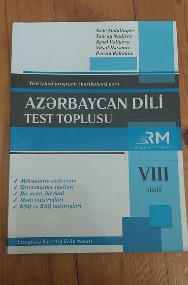 tarix test toplusu pdf yukle 2023: Azərbaycan dili üzrə test toplusu, VIII sinif şagirdləri üçün nəzərdə