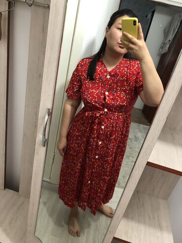 вечерние короткие платья с пышной юбкой: Күнүмдүк көйнөк, Made in KG, Жай, Узун модель, Штапель, Бардык өлчөмдөр