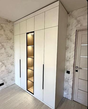 Mebelli qarderob şkafı – müasir minimal dizayn - Rəng: mat ağ