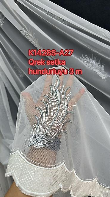 ipək parca: Tül pərdə – model 0093 seriyası - Material: incə, işıqlı tull (yarı — 7