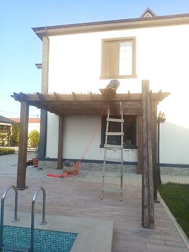 telefon sifarisi: Açıq havada istirahət zonası üçün taxta pergola/lyustra altlığı - — 2