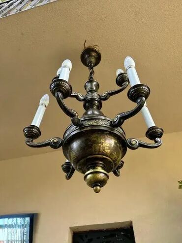 RS - Antique Chandeliers: Stari mesingani luster - 9 sijalica - MOGUĆ PREVOZ U dobrom stanju 💎 — 8