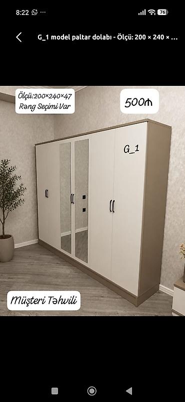 bal: G_1 model paltar dolabı - Ölçü: 200 × 240 × 47 sm - Rəng seçimi var - — 1