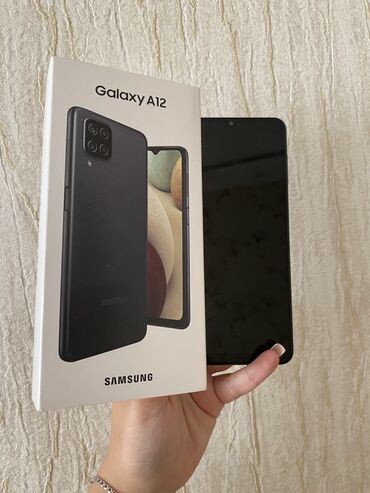 samsung 21es: Samsung Galaxy A12, 32 GB, rəng - Qara, Barmaq izi, İki sim kartlı, Face ID