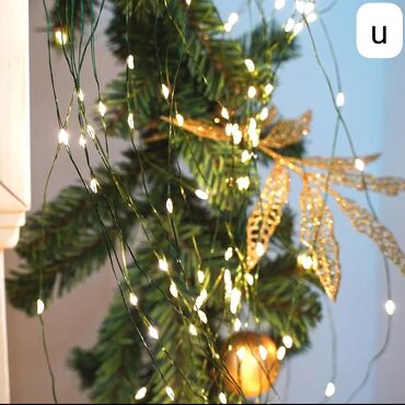 Yeni il oyuncaqları və bəzəkləri: Məftil işıq Yolka və ya dekor üçün istifadə olunur 220 woltla işləyir — 8